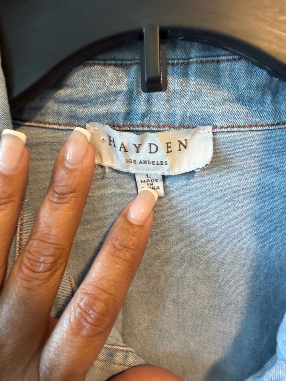 020 Hayden Light Blue Denim Shirt with Peplum Hem - Picture 2 of 4
